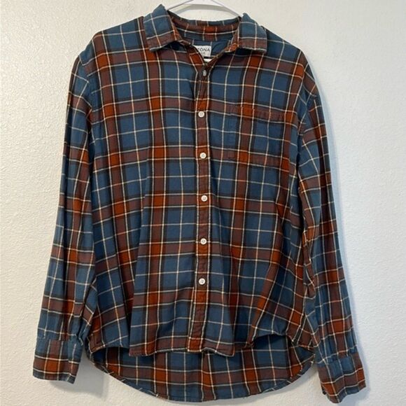 Arizona Jean Co Plaid Flannel Button Up Womens Medium Cabin Outdoor Vintage Gorp - Picture 1 of 9